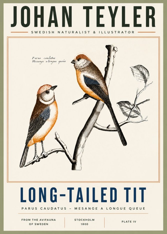 Johan Teyler Long-tailed Tit No4 - Poszter