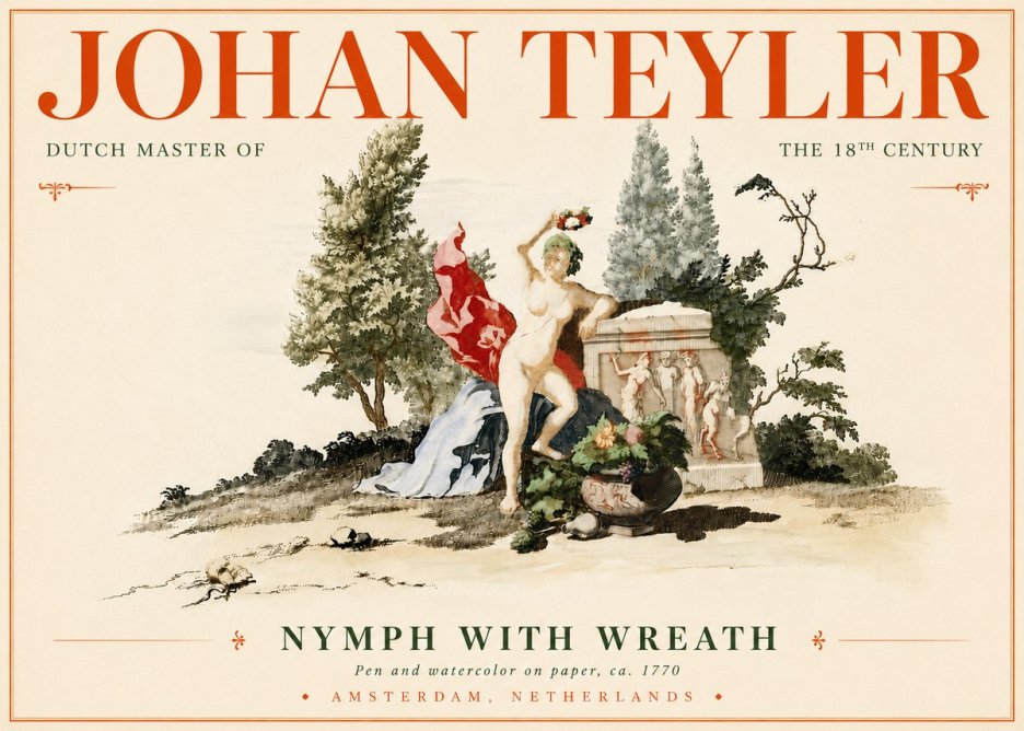 Johan Teyler Nymph with Wreath No6 - Poszter