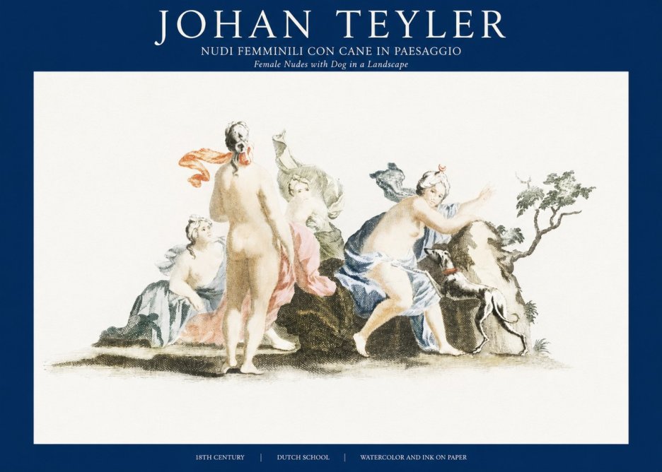 Johan Teyler Nudi Femminili Con Cane in Paesaggio No1 - Poszter