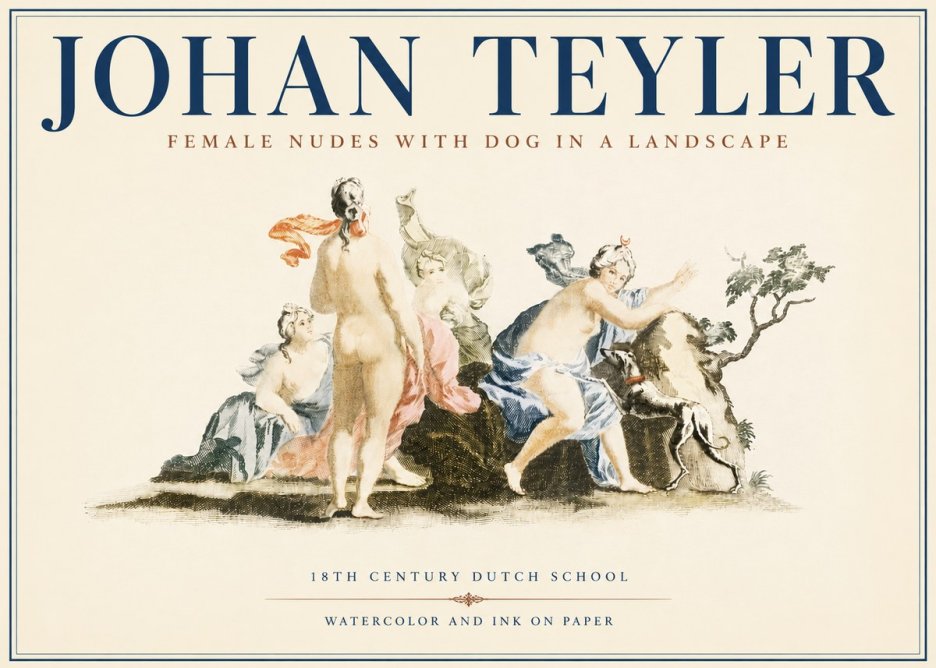 Johan Teyler Nudi Femminili Con Cane in Paesaggio No4 - Poszter