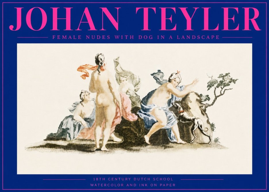 Johan Teyler Nudi Femminili Con Cane in Paesaggio No6 - Poszter