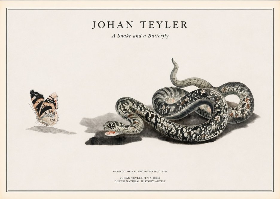 Johan Teyler Snake and Butterfly No2 - Poszter