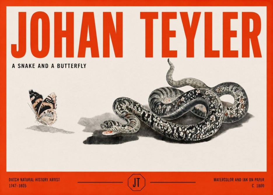 Johan Teyler Snake and Butterfly No3 - Poszter