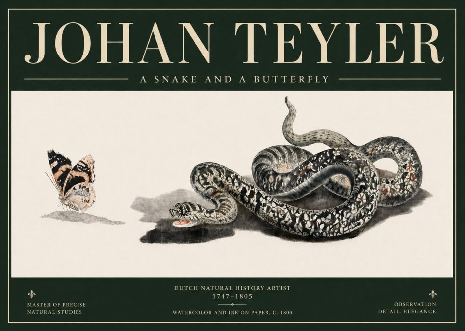 Johan Teyler Snake and Butterfly No5 - Poszter