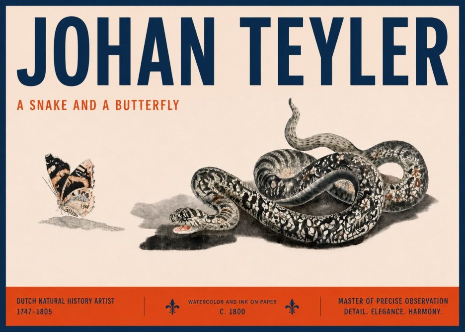 Johan Teyler Snake and Butterfly No6 - Poszter