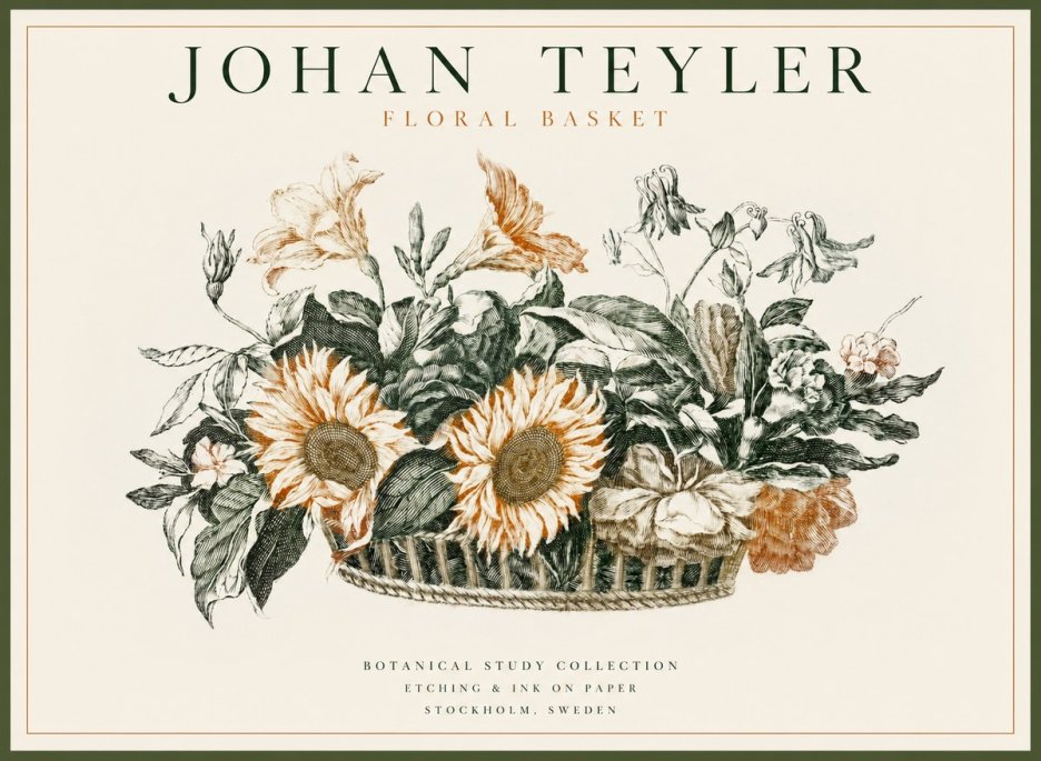 Johan Teyler Floral Basket No1 - Poszter
