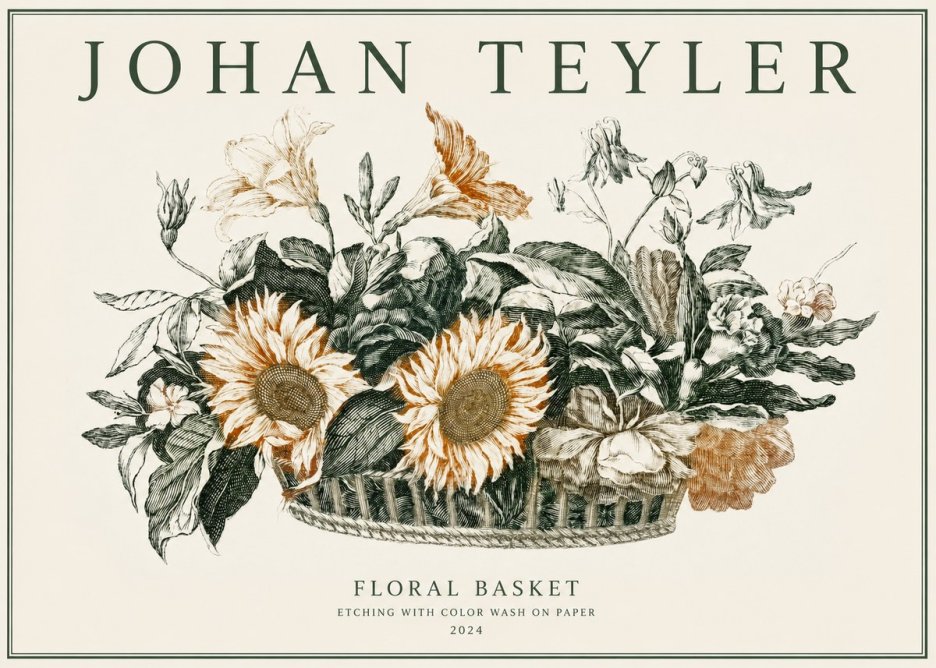 Johan Teyler Floral Basket No2 - Poszter
