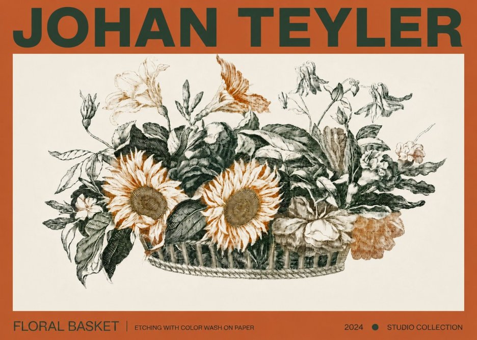 Johan Teyler Floral Basket No3 - Poszter