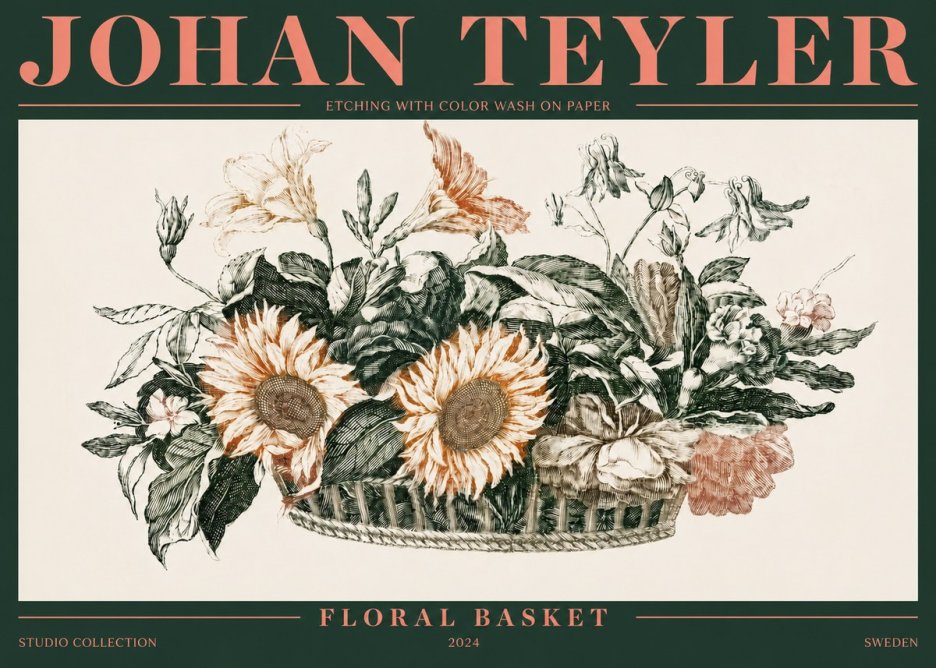 Johan Teyler Floral Basket No4 - Poszter