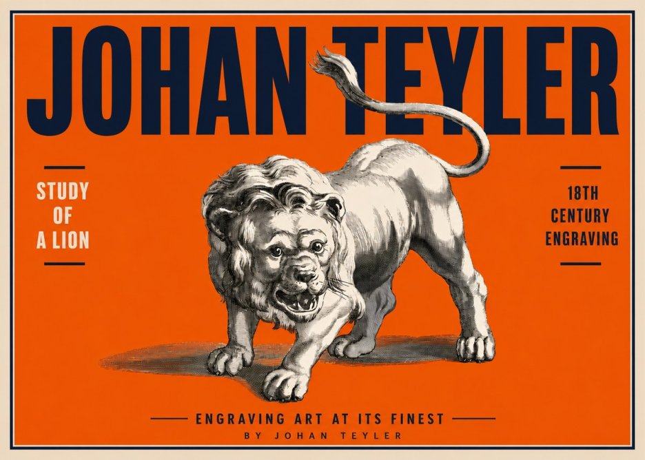 Johan Teyler Study of a Lion No4 - Poszter