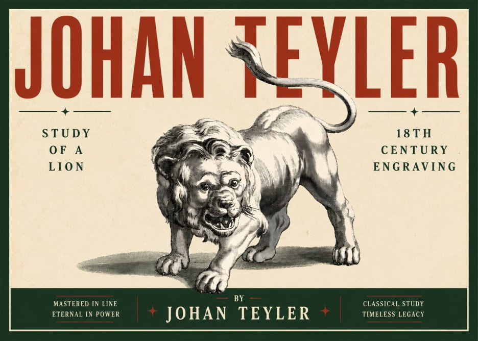 Johan Teyler Study of a Lion No5 - Poszter