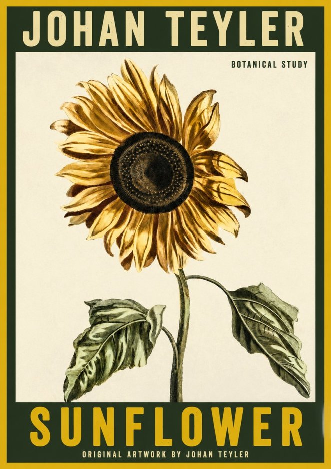 Johan Teyler Sunflower - Botanical Study No2 - Poszter