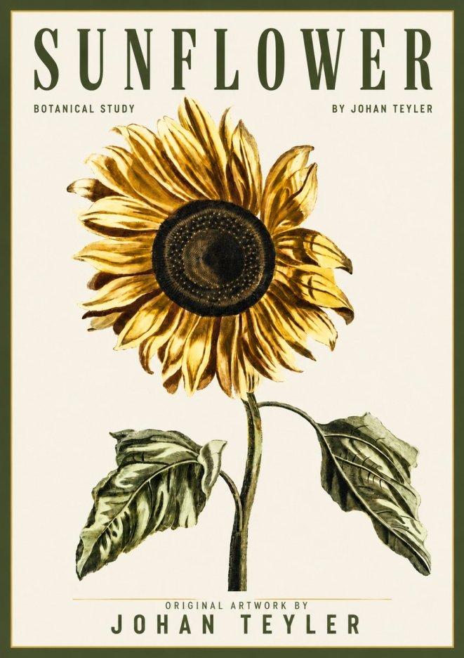Johan Teyler Sunflower - Botanical Study No4 - Poszter