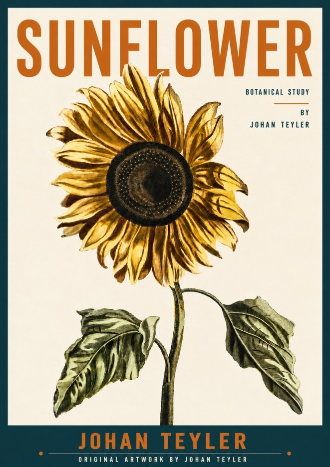 Johan Teyler Sunflower - Botanical Study No5 - Poszter