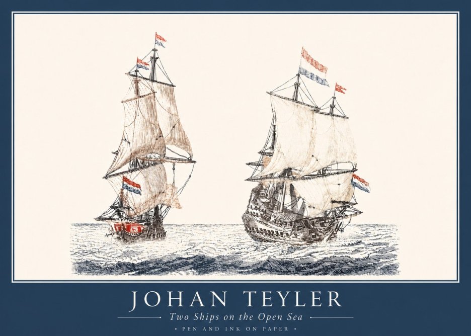 Johan Teyler Two Ships on the Open Sea No1 - Poszter