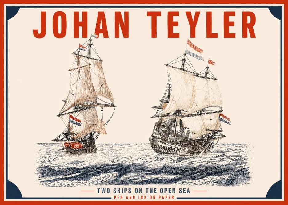 Johan Teyler Two Ships on the Open Sea No2 - Poszter