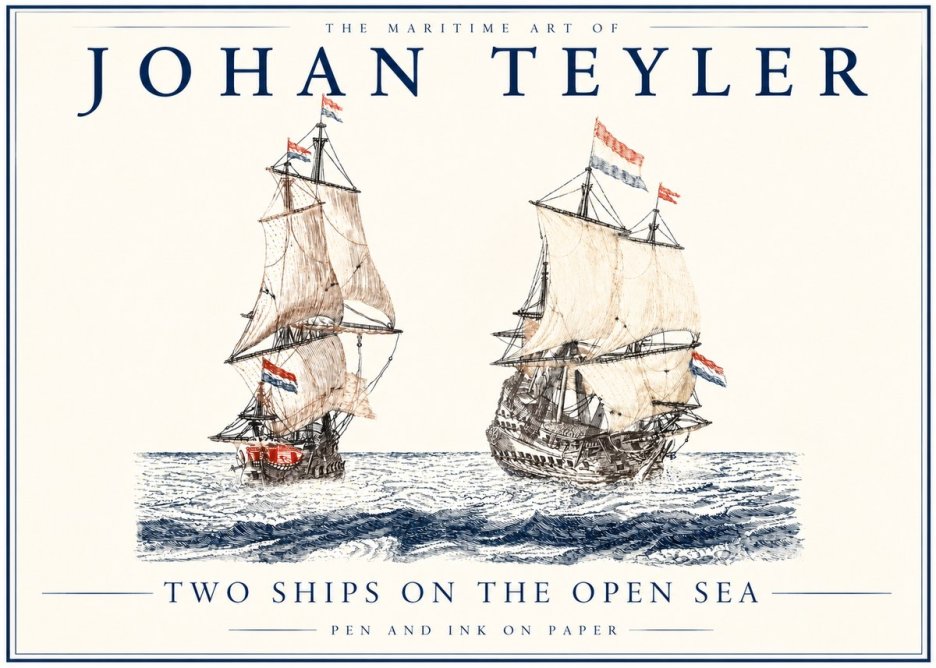 Johan Teyler Two Ships on the Open Sea No3 - Poszter