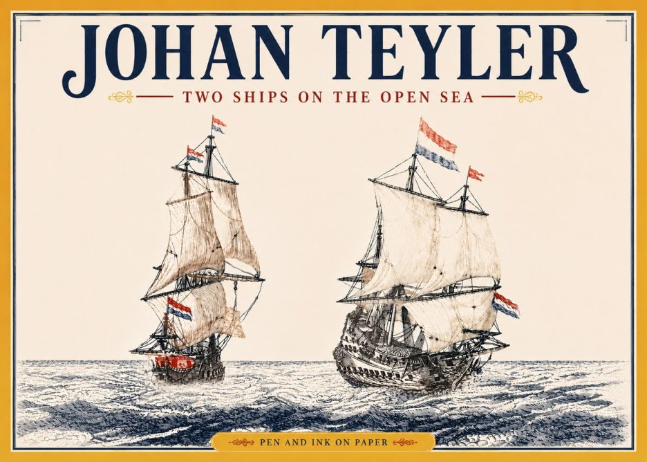 Johan Teyler Two Ships on the Open Sea No5 - Poszter