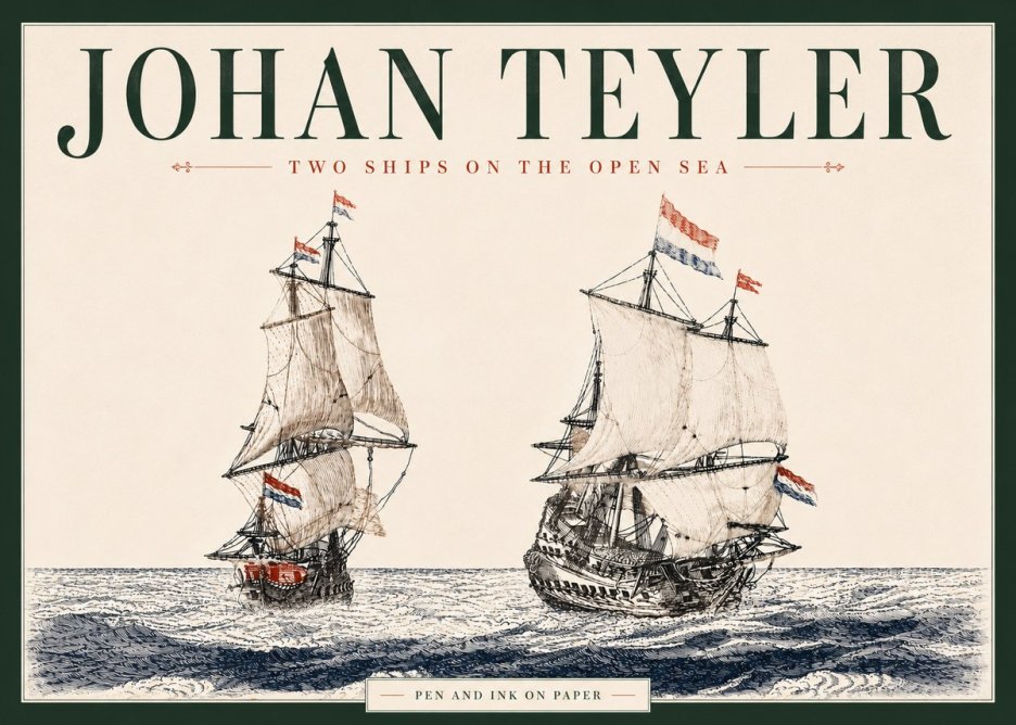Johan Teyler Two Ships on the Open Sea No6 - Poszter