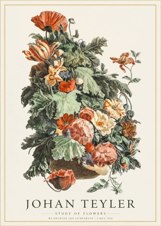 Johan Teyler Study of Flowers No1 - Poszter