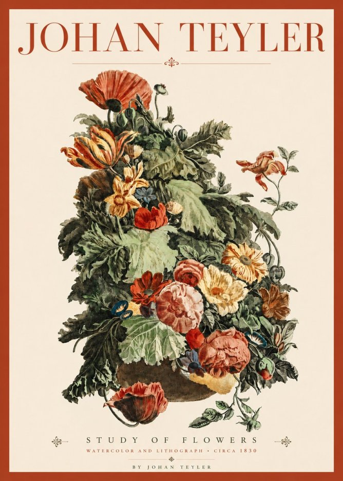 Johan Teyler Study of Flowers No4 - Poszter