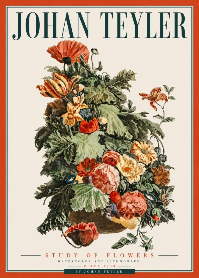 Johan Teyler Study of Flowers No5 - Poszter