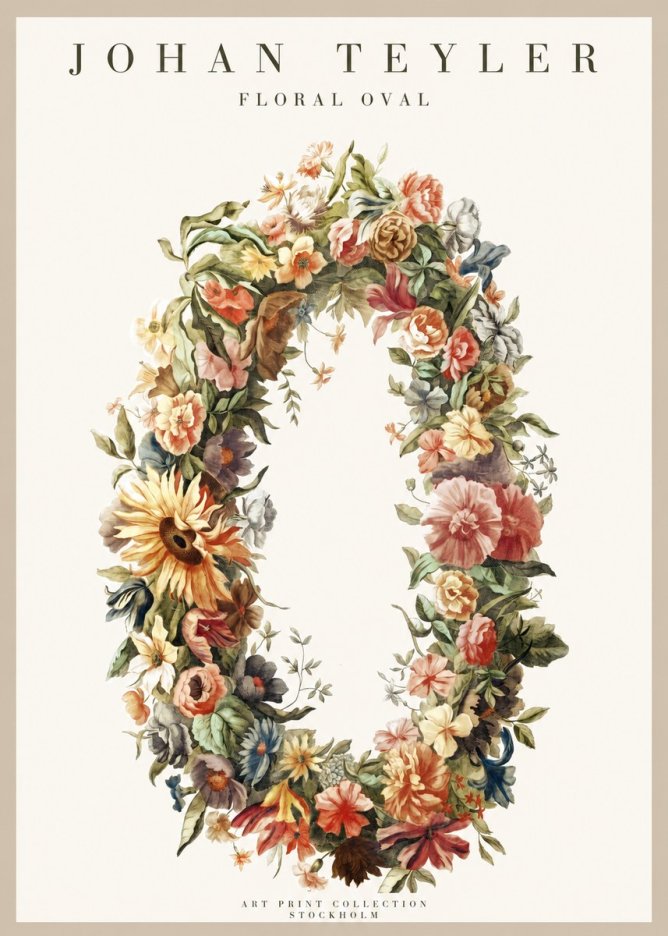 Johan Teyler Floral Oval No1 - Poszter