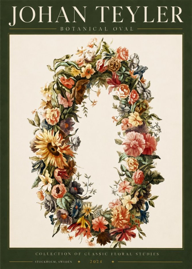 Johan Teyler Floral Oval No5 - Poszter