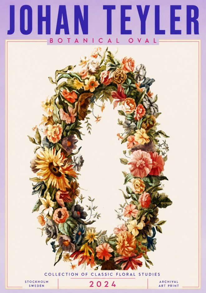 Johan Teyler Floral Oval No6 - Poszter