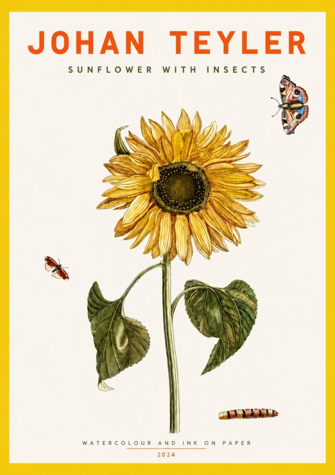 Johan Teyler Sunflower with Insects No2 - Poszter