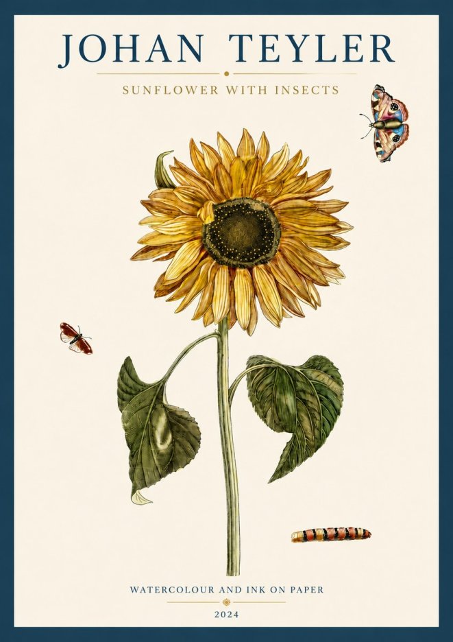 Johan Teyler Sunflower with Insects No3 - Poszter