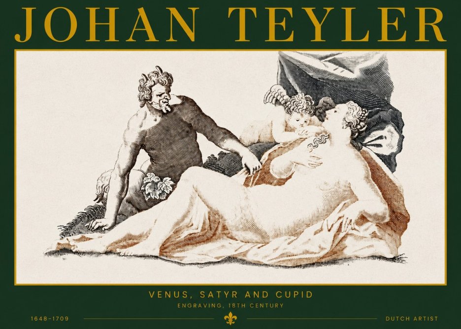 Johan Teyler Venus, Satyr and Cupid No2 - Poszter