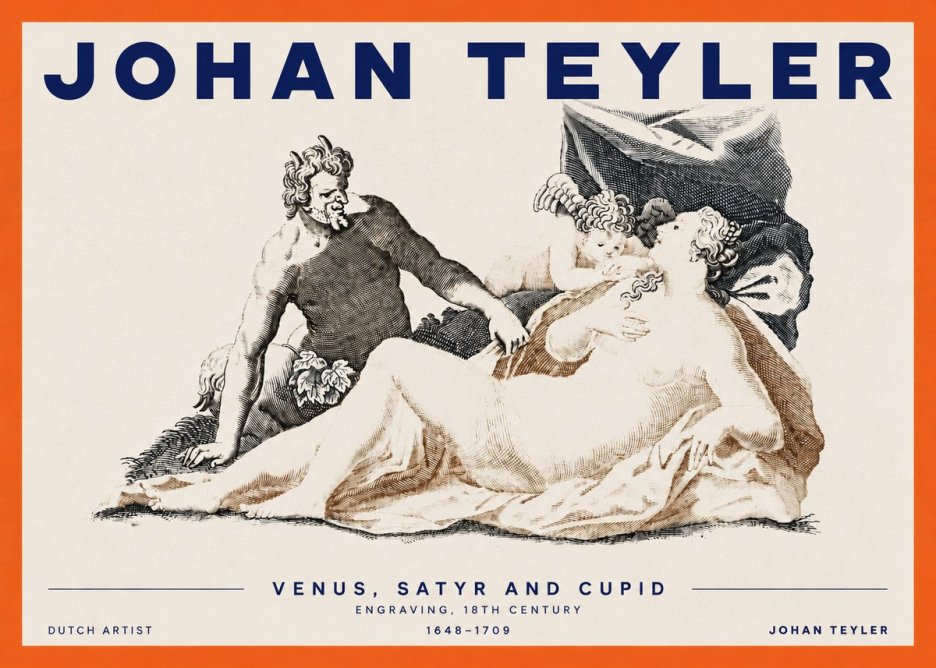 Johan Teyler Venus, Satyr and Cupid No3 - Poszter