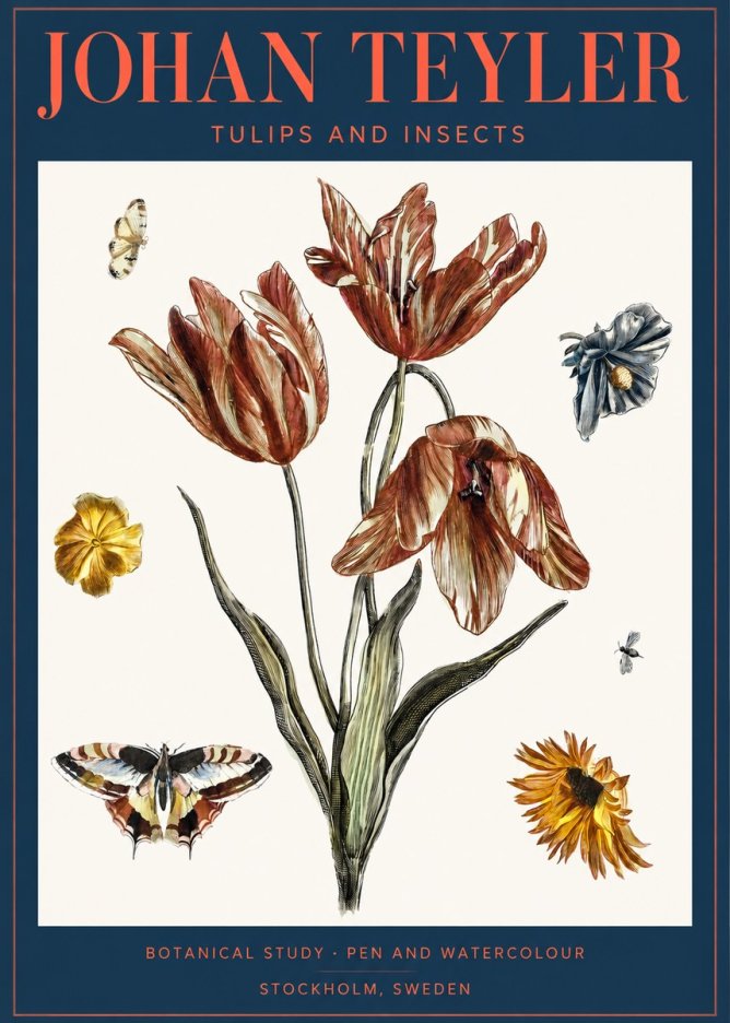 Johan Teyler Tulips and Insects No2 - Poszter