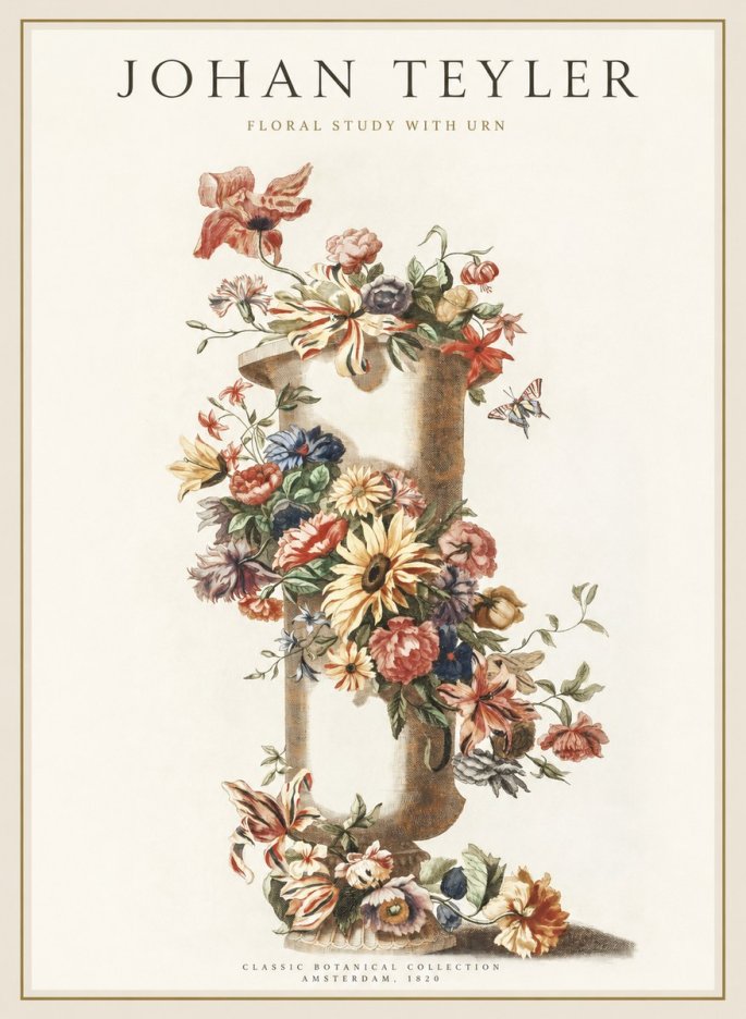 Johan Teyler Floral Study with Urn No1 - Poszter