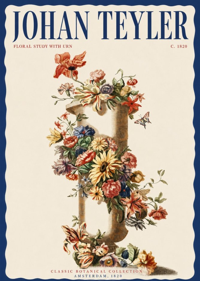 Johan Teyler Floral Study with Urn No2 - Poszter