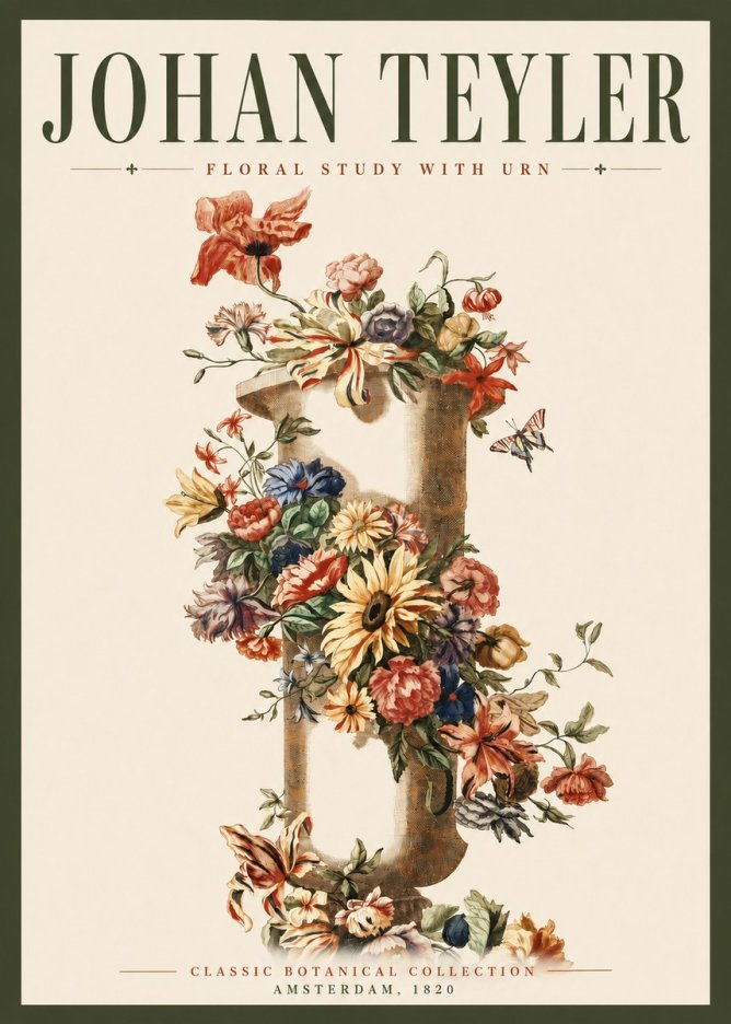Johan Teyler Floral Study with Urn No3 - Poszter