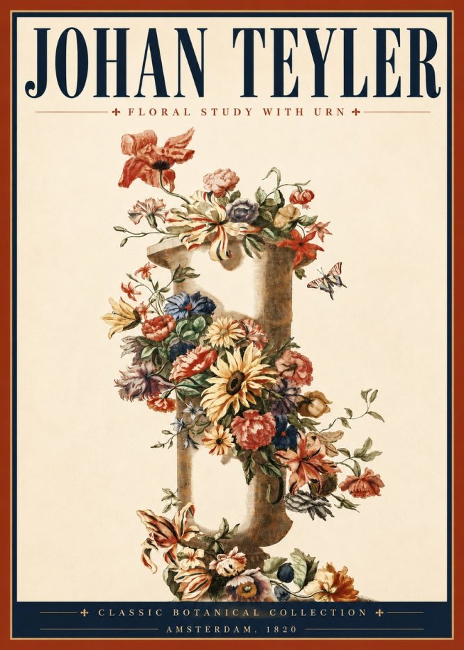 Johan Teyler Floral Study with Urn No4 - Poszter