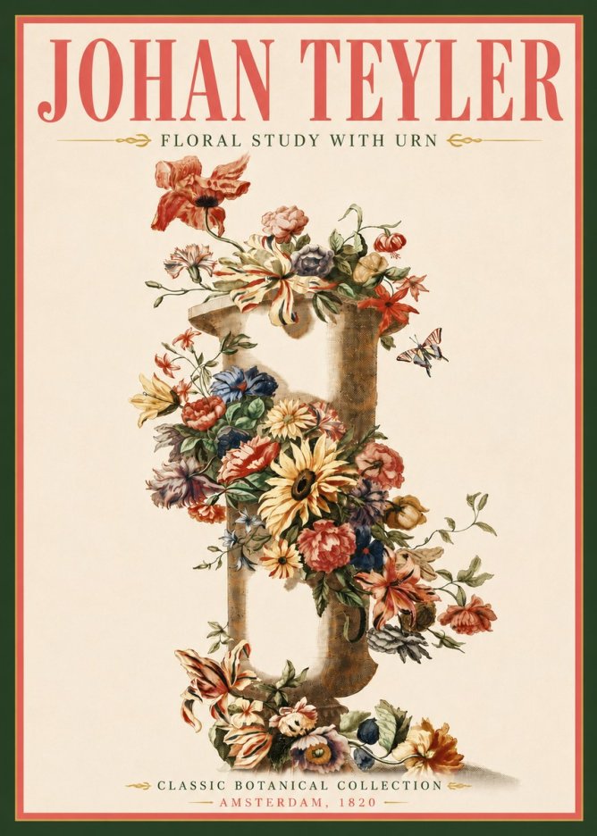 Johan Teyler Floral Study with Urn No5 - Poszter