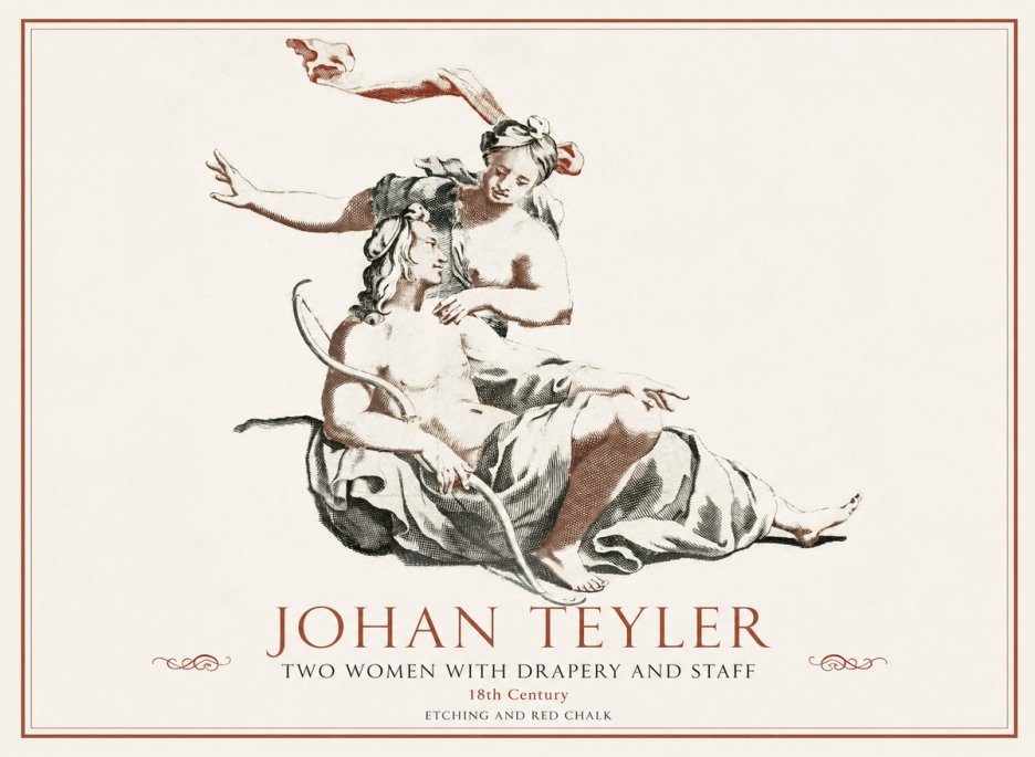 Johan Teyler Two Women with Drapery and Staff No1 - Poszter