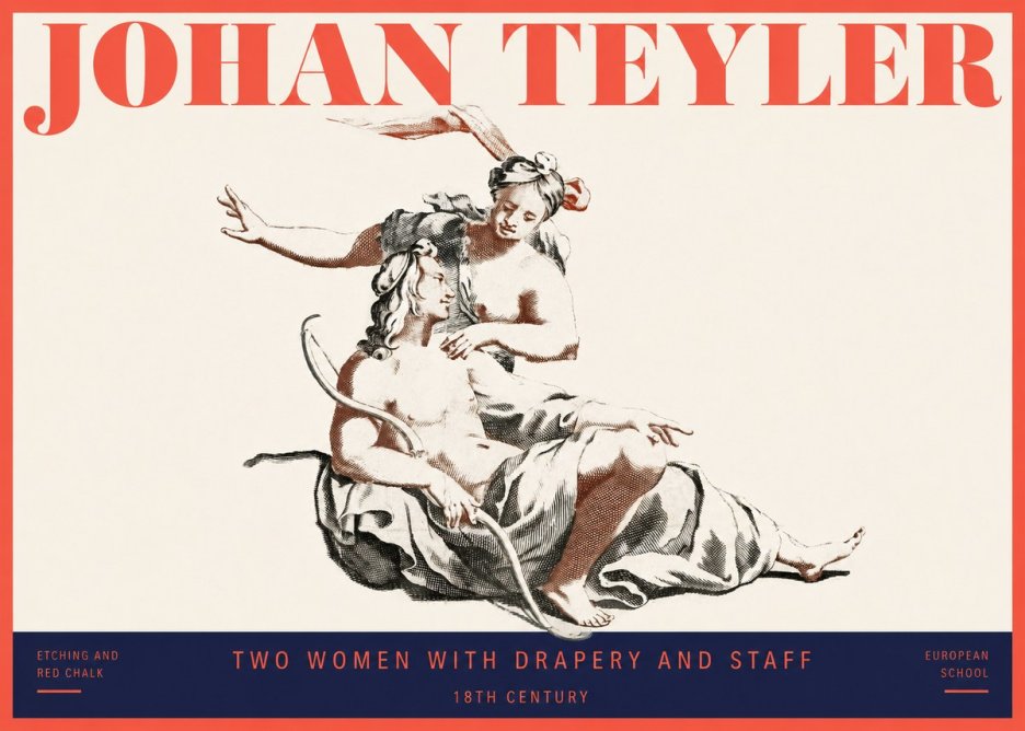 Johan Teyler Two Women with Drapery and Staff No2 - Poszter