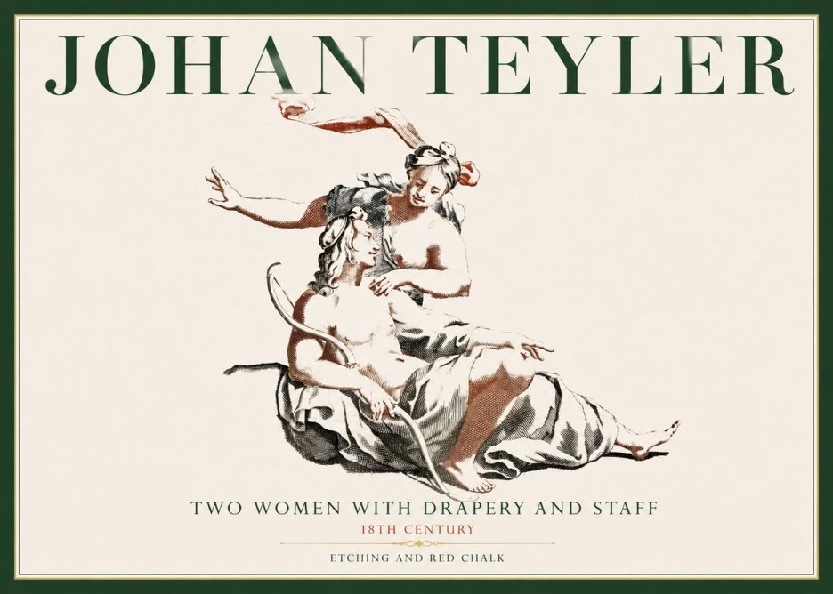 Johan Teyler Two Women with Drapery and Staff No4 - Poszter
