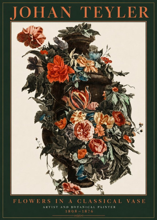 Johan Teyler Flowers in a Classical Vase No2 - Poszter