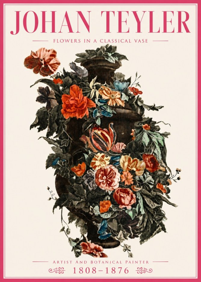 Johan Teyler Flowers in a Classical Vase No4 - Poszter