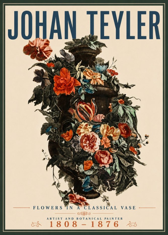 Johan Teyler Flowers in a Classical Vase No5 - Poszter