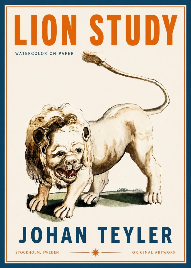 Johan Teyler Lion Study No2 - Poszter