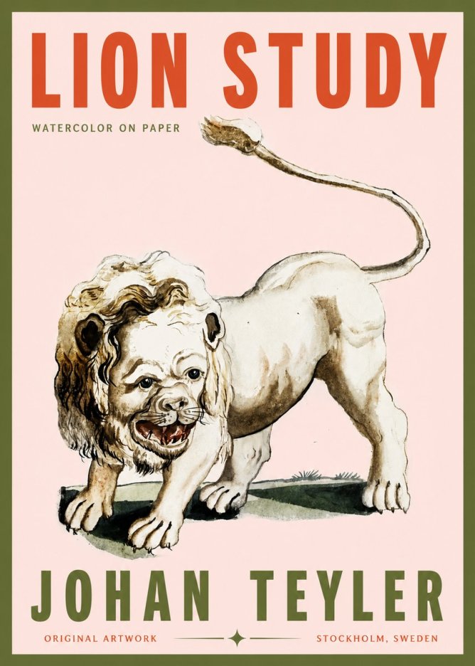 Johan Teyler Lion Study No3 - Poszter