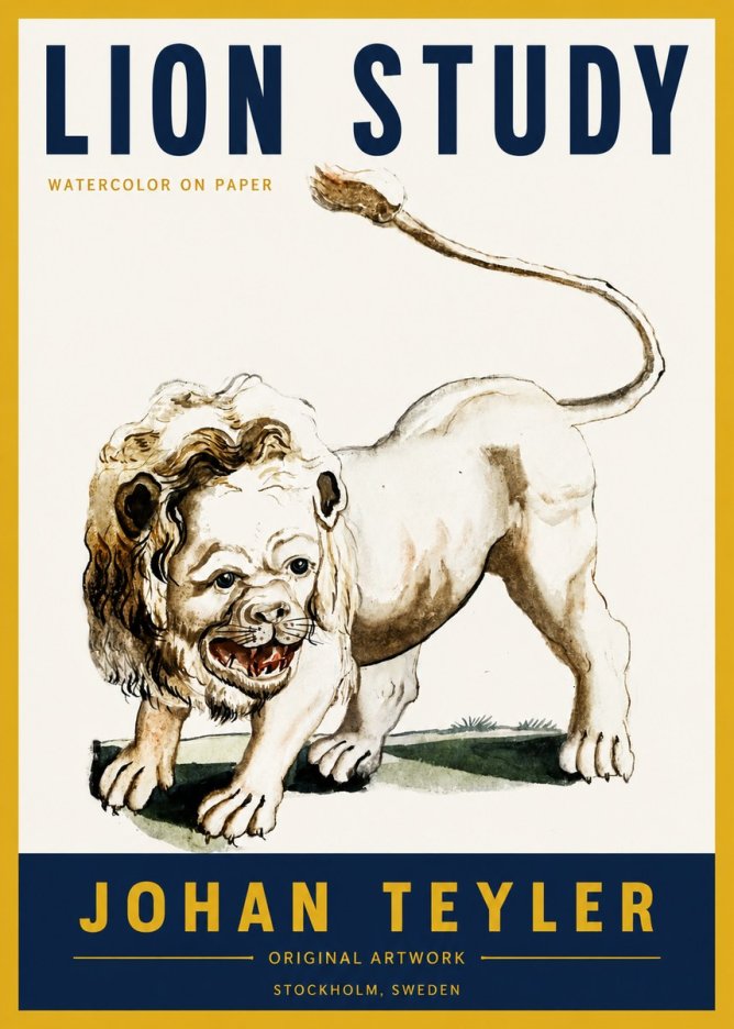 Johan Teyler Lion Study No4 - Poszter