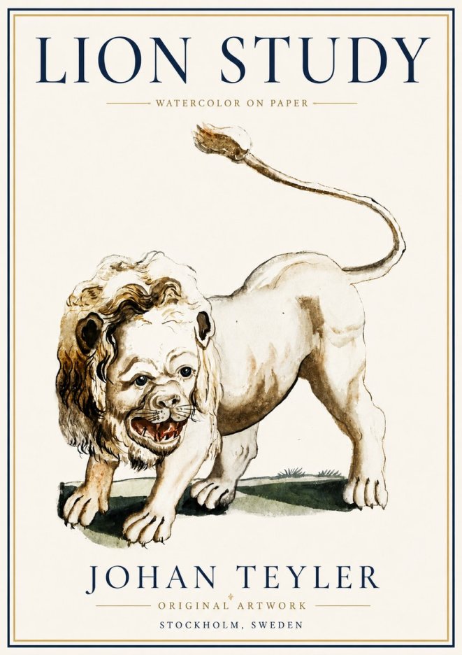 Johan Teyler Lion Study No6 - Poszter