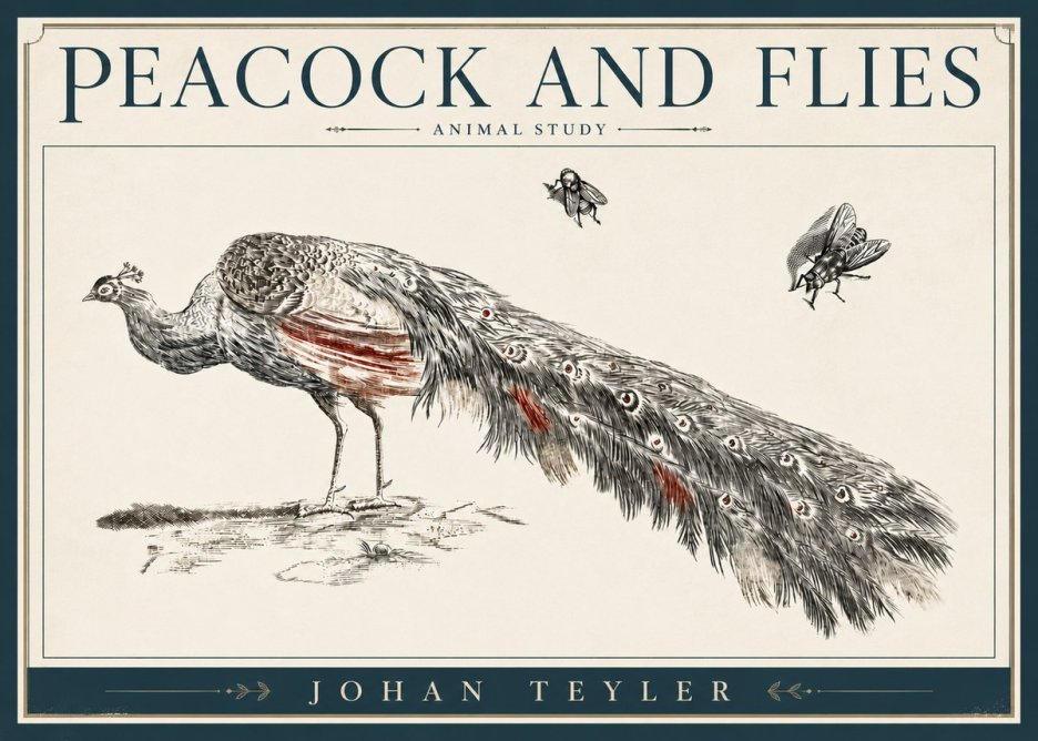 Johan Teyler Peacock and Flies - Animal Study No4 - Poszter